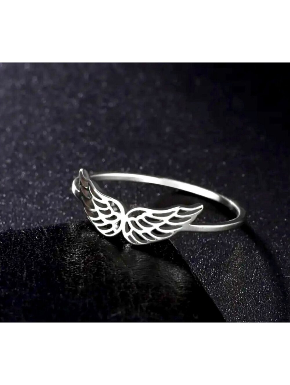 New - Trendy - Minimalist - Angel Wing Stainless Steel Ring - Size 8